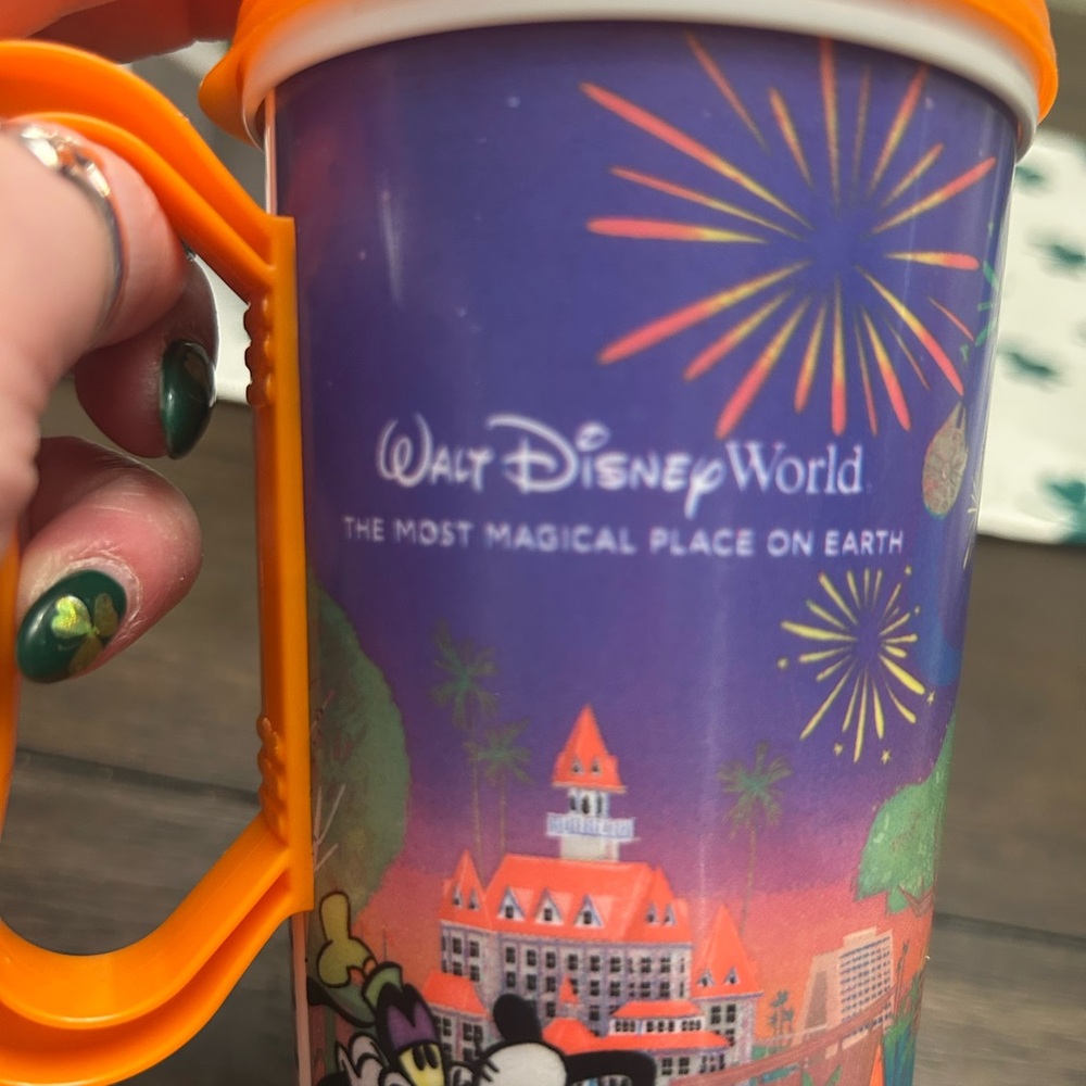 Vibrant Disney parks 2025  Travel Mug with Orange Lid